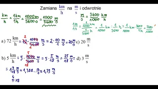 Zamiana km/h na m/s , m/s na km/h 7 klasa fizyka