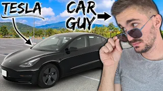 I Hate it But I Love it - Diehard Petrolhead Drives a Tesla for The First Time in His Life