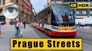 Prague Walking tour along the tram streets (Vodičkova, Jindřišská) 🇨🇿 Czech Republic 4k HDR ASMR