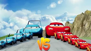 Big & Small King Dinoco vs Big & Small McQueen vs Hill - BeamNG.drive