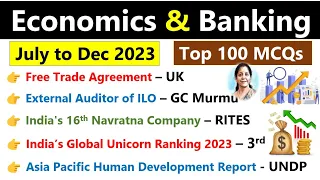 Economics Current affairs 2023 | Banking | Finance | Top 100 MCQ | July to Dec 2023 current affairs