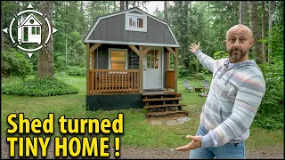 He bought a shed & made a luxury Tiny Home! TOUR + COSTS