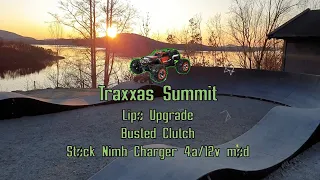 Traxxas Summit Lipo Upgrade, Traxxas Nimh charger mod and a busted clutch.