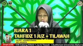 JUARA 1 TAHFIDZ 1 JUZ + TILAWAH | KHAIRATUNNISA | MTQ NASIONAL 2020 PADANG/SUMBAR
