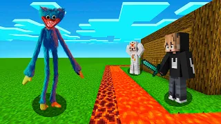 MONSTER HUGGY WUGGY VS PERTAHANAN PALING AMAN DI MINECRAFT!!