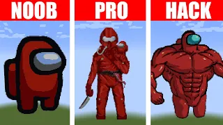 AmongUs NOOB vs PRO vs HACKER MINECRAFT Pixel Art Among Us