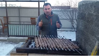 Mutton tongues on the grill. Shashlykin (barbeque) Caucasus. ENG SUB