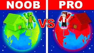 MAIZEN FAMILY: NOOB vs PRO: PLANET House Build Challenge in Minecraft