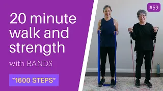 20 minute Walking & Strength Workout with resistance bands | Seniors, beginners