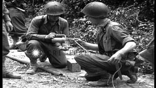 United States Engineers fuse torpedoes with primer cords near Emelie, France duri...HD Stock Footage