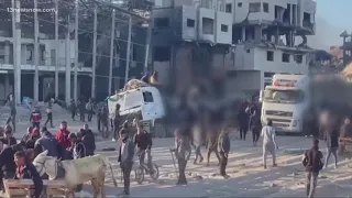 Israeli troops open fire on Palestinians trying to get food from convoy, witnesses say