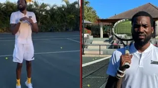 Meek Mill Does Bunny Hops After Lost Tennis Match With Billionaire Michael Rubin  🎾