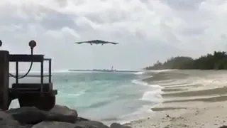 Rare close up of B2 Stealth Bomber Landing