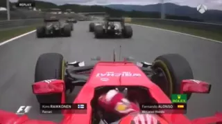 Kimi Raikkonen és Fernando Alonso balesete Austria F1 2015