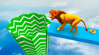 Virtual Adventure : Simba Pumbaa Mufasa Scar Kiara Rafiki shenzi and Timon in GTA 5 | THE LION KING