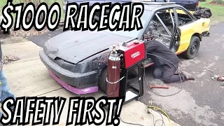 $1000 RACECAR: PART 3! Roll cage and seat mount install.