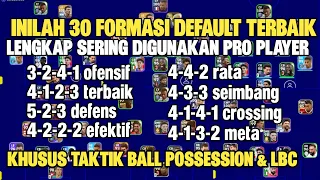 INILAH 30 FORMASI DEFAULT TERBAIK KHUSUS TAKTIK BALL POSSESSION & LBC DI EFOOTBALL 2023 MOBILE