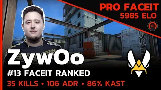 5900 ELO ZywOo Vitality DOMINATES VERTIGO with 35 KILLS!🔥 (VERTIGO) FACEIT LVL 10  / CSGO POV