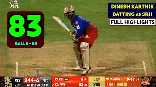 Dinesh Karthik batting today 83(35) vs SRH | rcb vs srh ipl 2024 highlights | ipl 2024 highlights