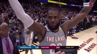 Cleveland Cavaliers celebrate LeBron James buzzer-beater vs. Timberwolves