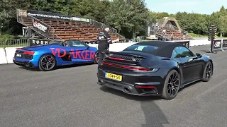 Porsche 992 Turbo S Convertible (650HP) vs Audi R8 V10 Spyder Performance (620HP)