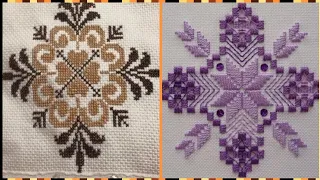 Snow Flakes Tree Machine Cross Stitched Patterns Designs