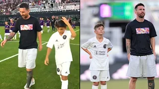 Messi Became the Mascot of his son Thiago 😍🐐 During Inter Miami's Youth International Cup Match