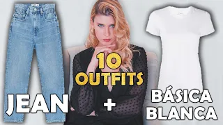 10 LOOKS CON JEAN Y BÁSICA BLANCA| La guía para usar tus jeans o vaqueros