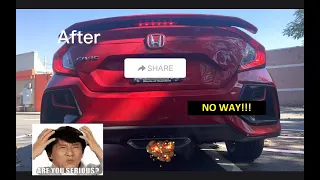 2020 10TH GEN CIVIC SI MUFFLER DELETE BEFORE AND AFTER