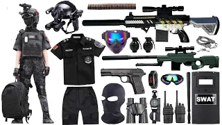 Special police weapon toy set unboxing, AK47, M416 rifle, AWM sniper gun, Glock pistol, bomb dagger