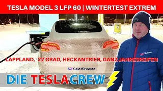 ⚡️ Tesla Model 3 LFP 60 | Lappland bei -27 Grad | Verbrauch, Ladeleistung, Ganzjahresreifen
