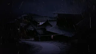 Japanese Village Thunderstorm Rain Sounds For Sleeping Dimmed Screen Relax Sleep Study