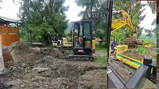 Moving dirt with sany sy18c and yanmar c10r