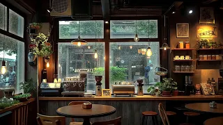 Jazz Music Playing Slightly Muffled with Rain Sounds In Coffee Shop Ambience