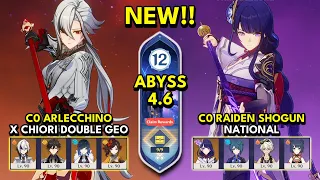 NEW Spiral Abyss 4.6 Floor 12 (9 Stars) C0 ARLECCHINO X CHIORI & C0 RAIDEN NATIONAL | Genshin Impact