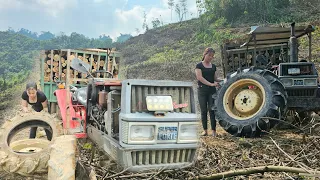 The genius girl went to repair damaged cars and tractors.- repair girl