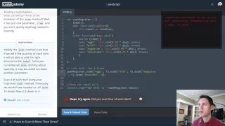 Let's Code Live Stream :: Codecademy Javascript 10 - Building a Cash Register