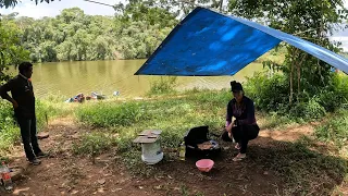 fomos pescar em um lugar novo e fizemos bisteca no disco de arado na beira da lagoa