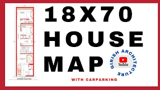 18'- 0"  X 70'-0" HOUSE MAP / 3 ROOMS / WITH CARPARKING / FULL DETAILED / GIRISH ARCHITECTURE