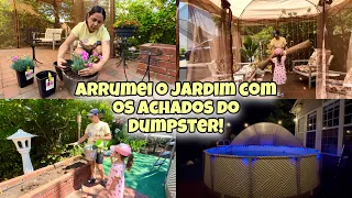 Arrumei o jardim com alguns achados do dumpster dos Estados Unidos!🇺🇸