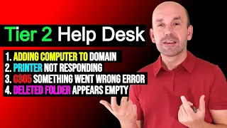 Tier 2 Help Desk, adding computer to domain, printer not responding, something went wrong error