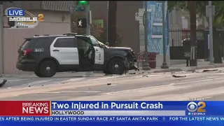 LAPD officers among 4 hurt in crash during Hollywood pursuit