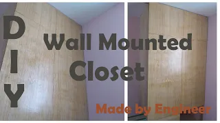 How To Make Wall Mounted Wardrobe | DIY Spacious Cabinet | Natural Finish