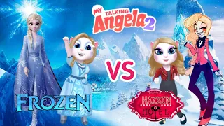 My Talking Angela 2, Elsa - Frozen VS Nifty - Hazbin hotel, miss Angela, Cosplay,