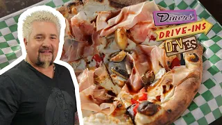 Guy Tries Saucee Sicilian Trapani Pizza | Diners, Drive-ins and Dives with Guy Fieri | Food Network