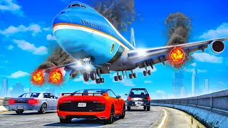 In GTA 5.. Air Force One EMERGENCY LANDING on Road!