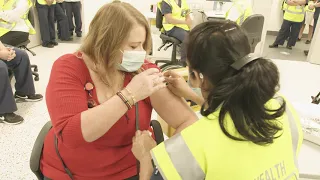 Aboriginal health worker receives first COVID-19 vaccine at Blacktown Hospital vaccination clinic