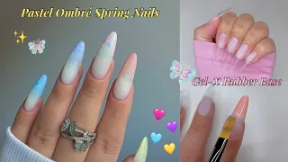 Gel-X Pastel Ombré Spring Nails ✨ | Beginner Friendly Rubber Base and Ombré Nail Tutorial