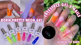 Trying The Pre-Painted Gel-X French Tip Hack | Born Pretty Neon Glow in the Dark Gel Polish Set