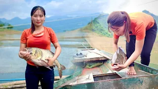 Catching fish, the unique way of catching fish of a girl living on an island, Living off grid